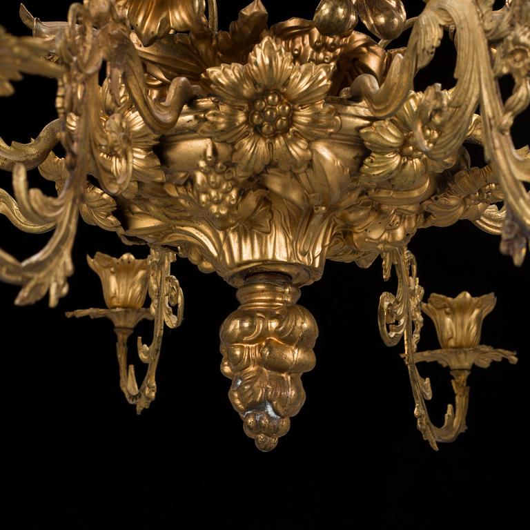 A late 19th century brass chandelier.