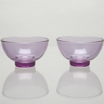 DESSERTSKÅLAR, 8 st, glas, Karhula-Iittala, 1900-talets mitt.