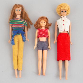 Barbie dolls, 3 pcs, Mattel, 1960s.
