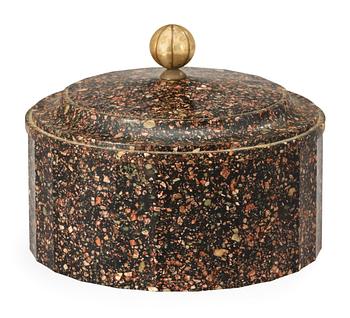 A Swedish Empire porphyry butter box.