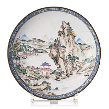 943. An enamel on copper dish, Qing dynasty, 18th Century.