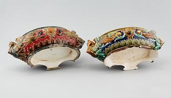 Two majolica jardinieres from Rörstrand, made in the late 19th century.