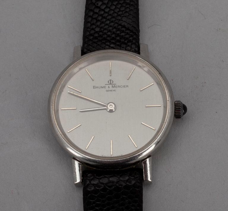 DAMARMBANDSUR, Baume & Mercier, Geneve. Stål. Mekaniskt urverk, nr 729187 och 1622.