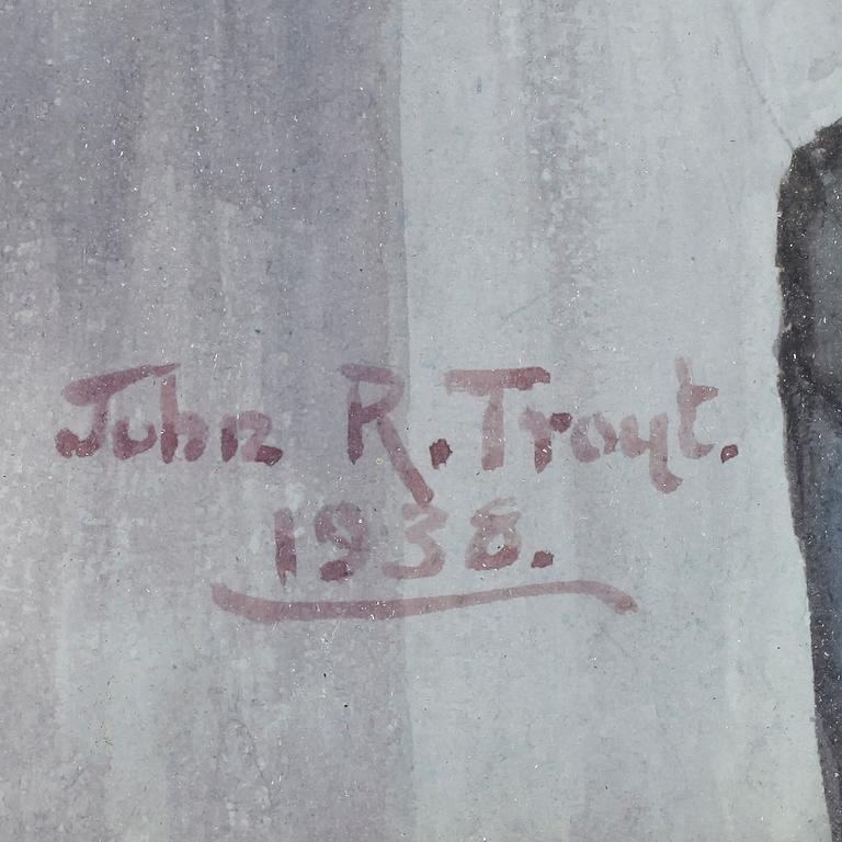 JOHN R TROUT, akvarell, signerad och daterad 1938, England.