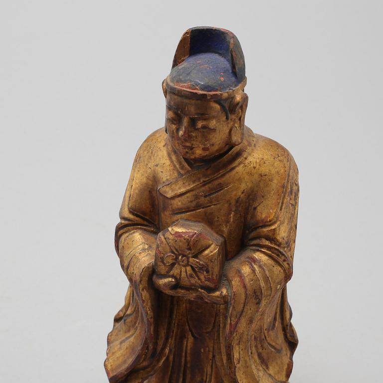 Two Chinese sculptures of deities, 20th Century.