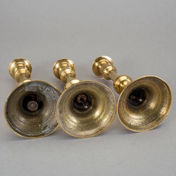 LJUSSTAKAR, 6 st, mässing, 1800-talets andra hälft.