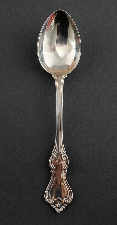 22 swedish silver spoons and one ladle, from the 19th and 20th century.