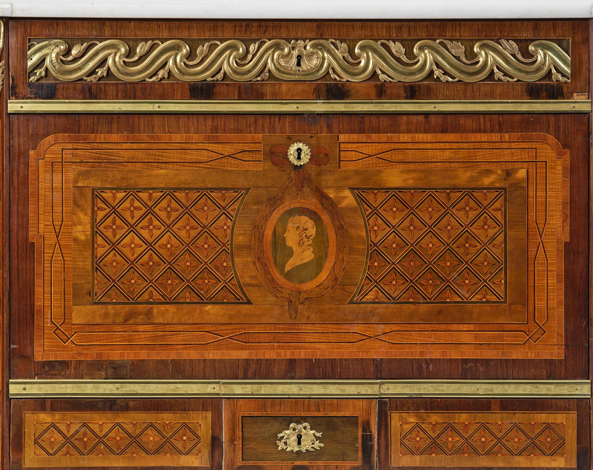 A Gustavian 18th century secretaire by Gottlieb Iwersson, master 1778, not signed.