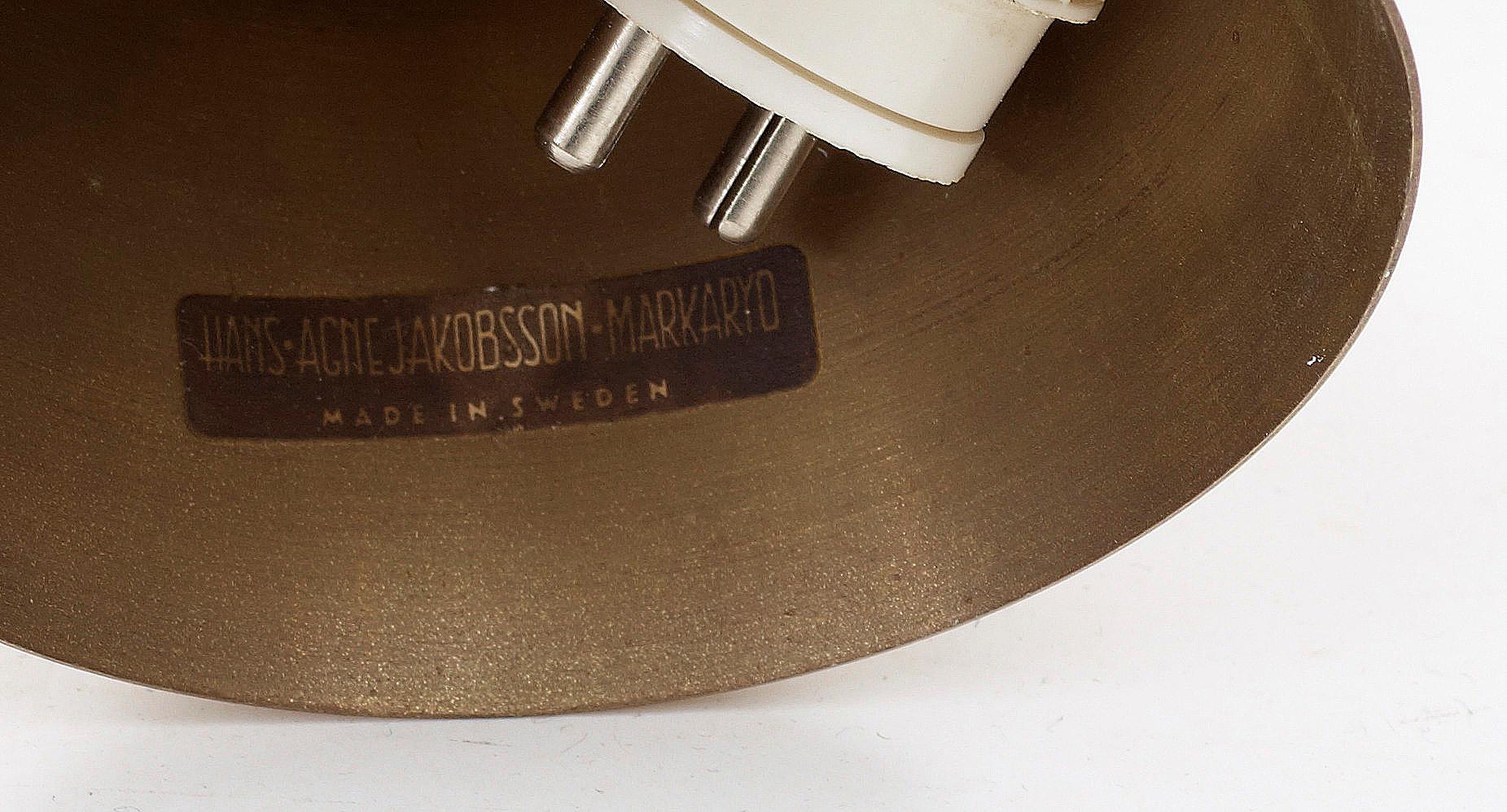 TAKLAMPOR, ett par, glas o mässing, Hans-Agne Jakobsson Markaryd, 1960/70-tal. H 26.