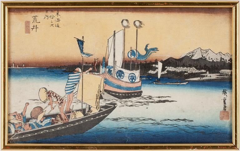 TRÄSNITT, 11 st, olika konstnärer, Japan, 1800-tal.