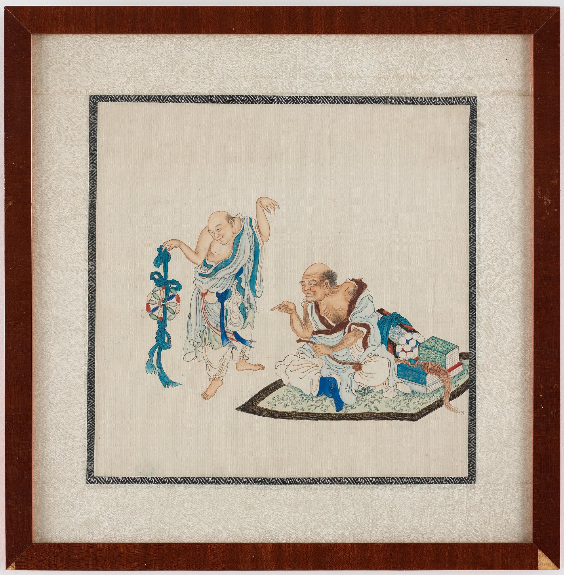 A group of six paintings of scholars, late Qing dynasty,  (1644-1912).