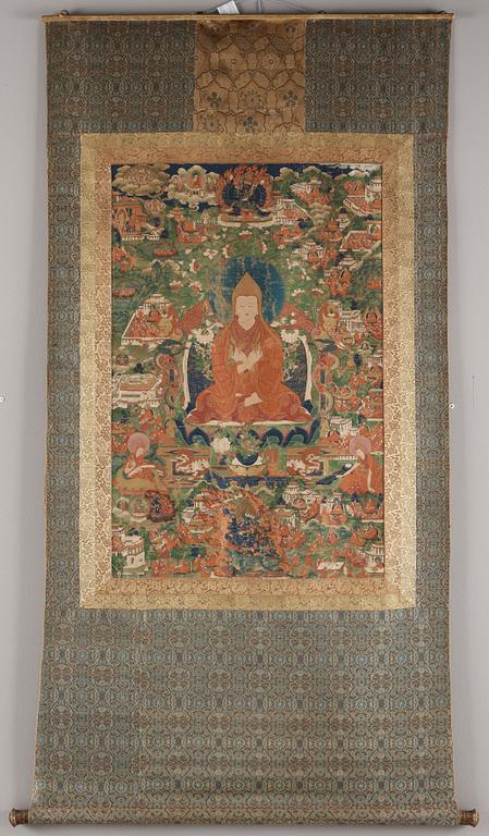 A fine thangka portraying Tsong Khapa, Tibet, 18th/early 19th century.