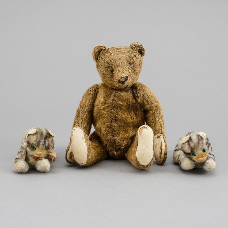 GOSDJUR, 3 st, Steiff, 1900-talets mitt.