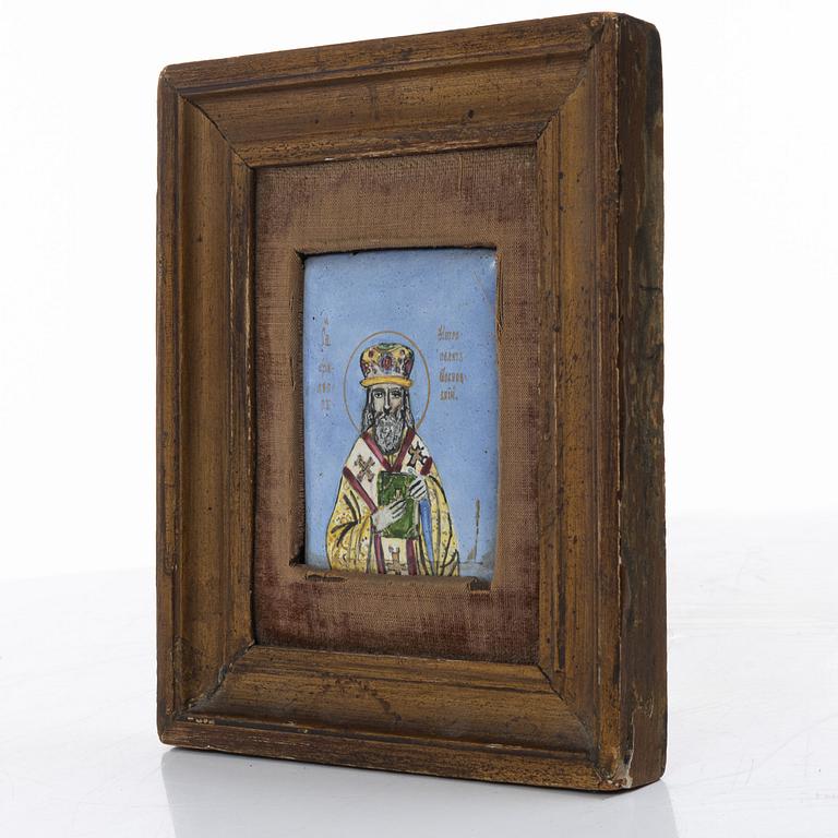 Ikon, emalj, Ryssland, omkring år 1900.