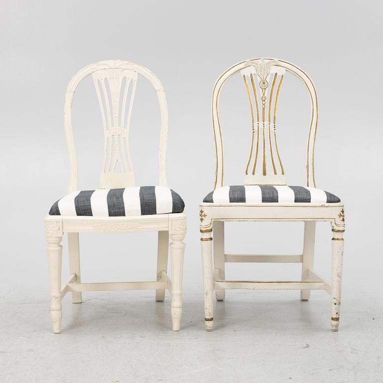 Three matched Gustavian chairs, second half of the 18th century.