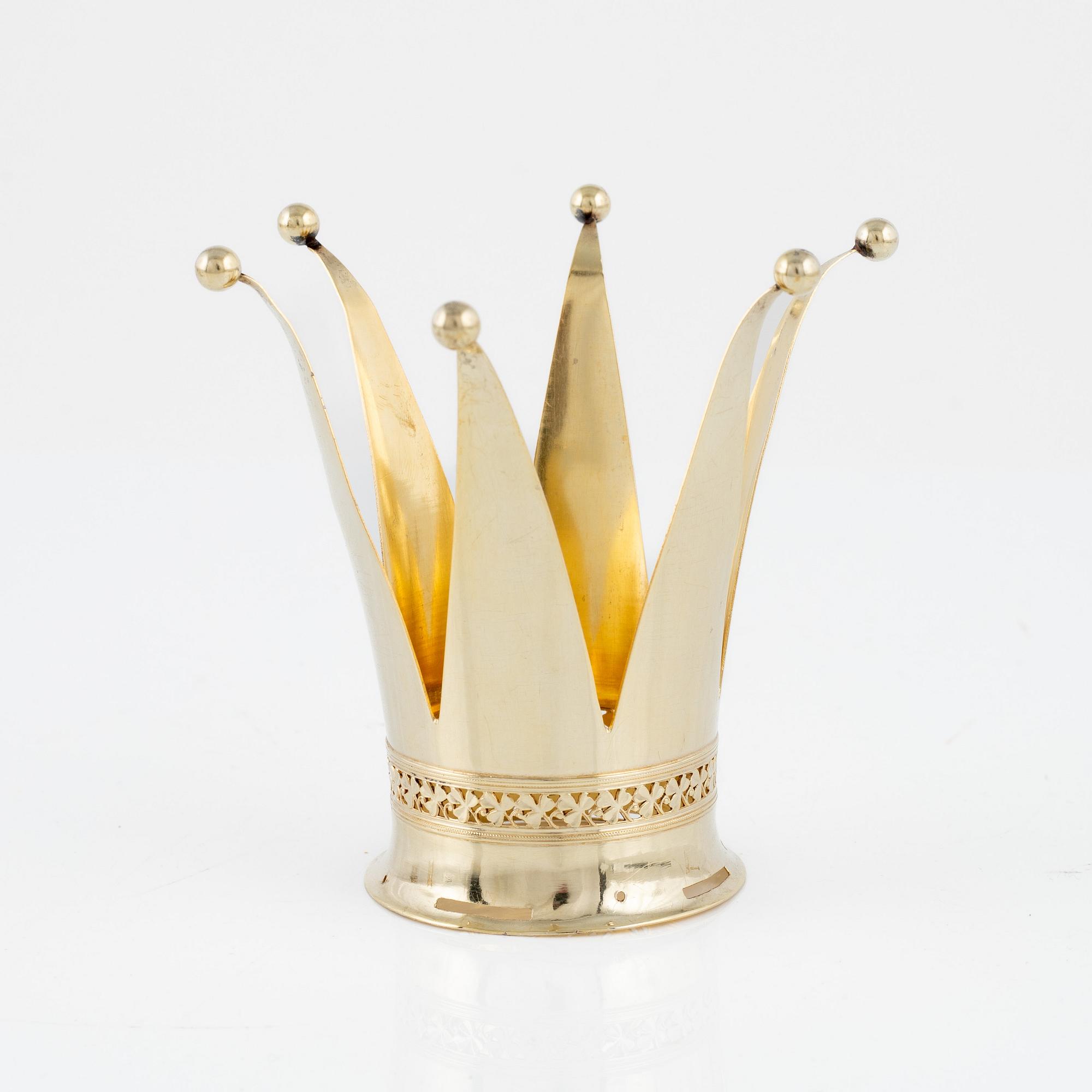 Brudkrona, förgyllt silver, 1940-tal, Sverige.