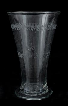 BRÖLLOPSBÄGARE, glas, Sverige runt år 1800.