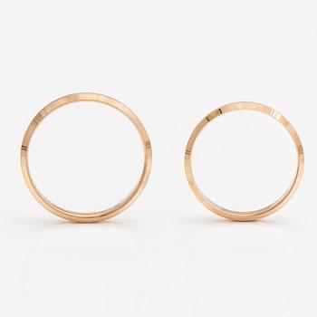 Sormuskia, 2 kpl, 14K kultaa. Kulta-Kontu, Helsinki 1977-78.