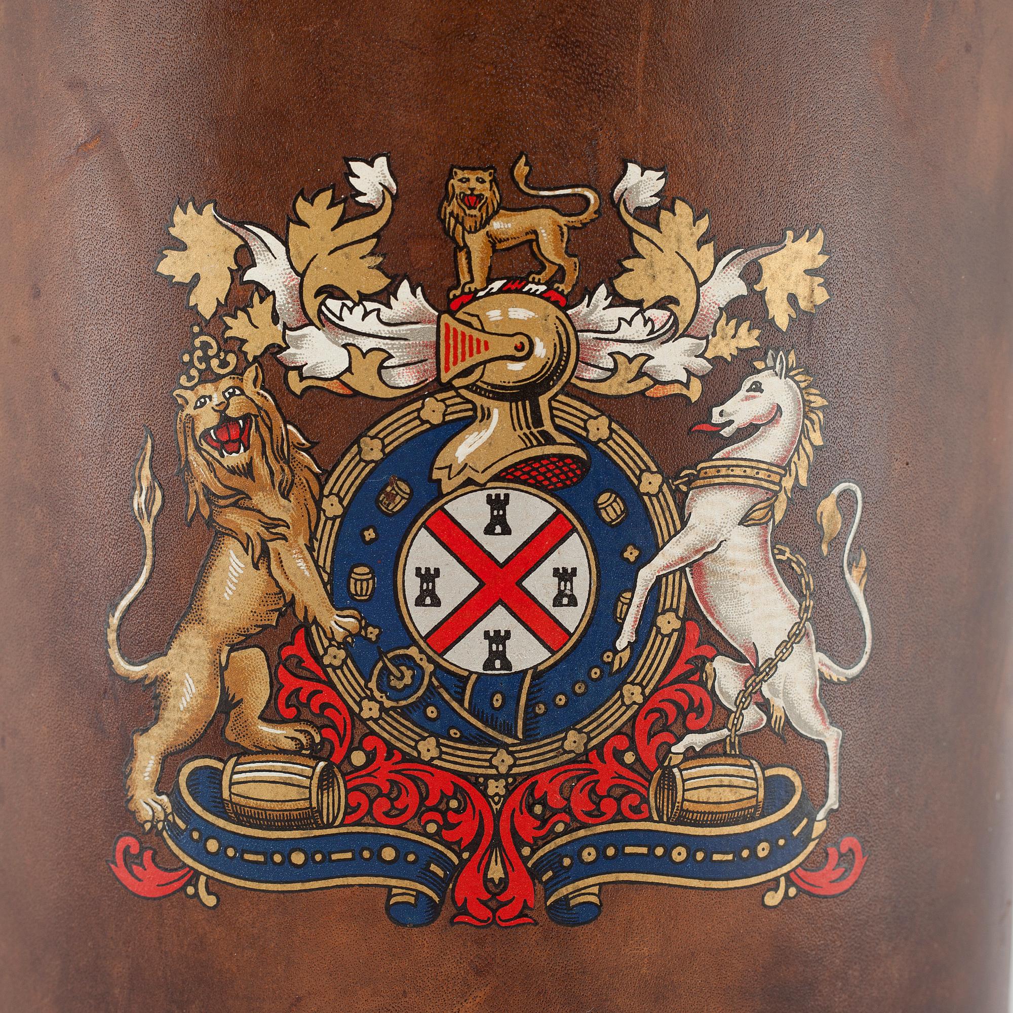 A leather umbrella stand, second half of the 20th century.