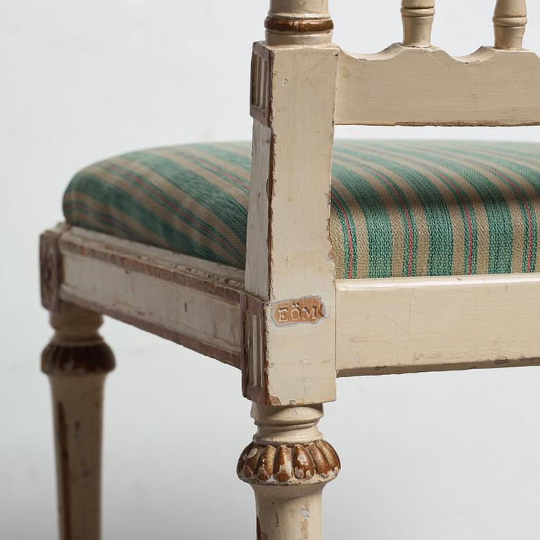 Six Gustavian 18th century chairs by E Öhrmark.