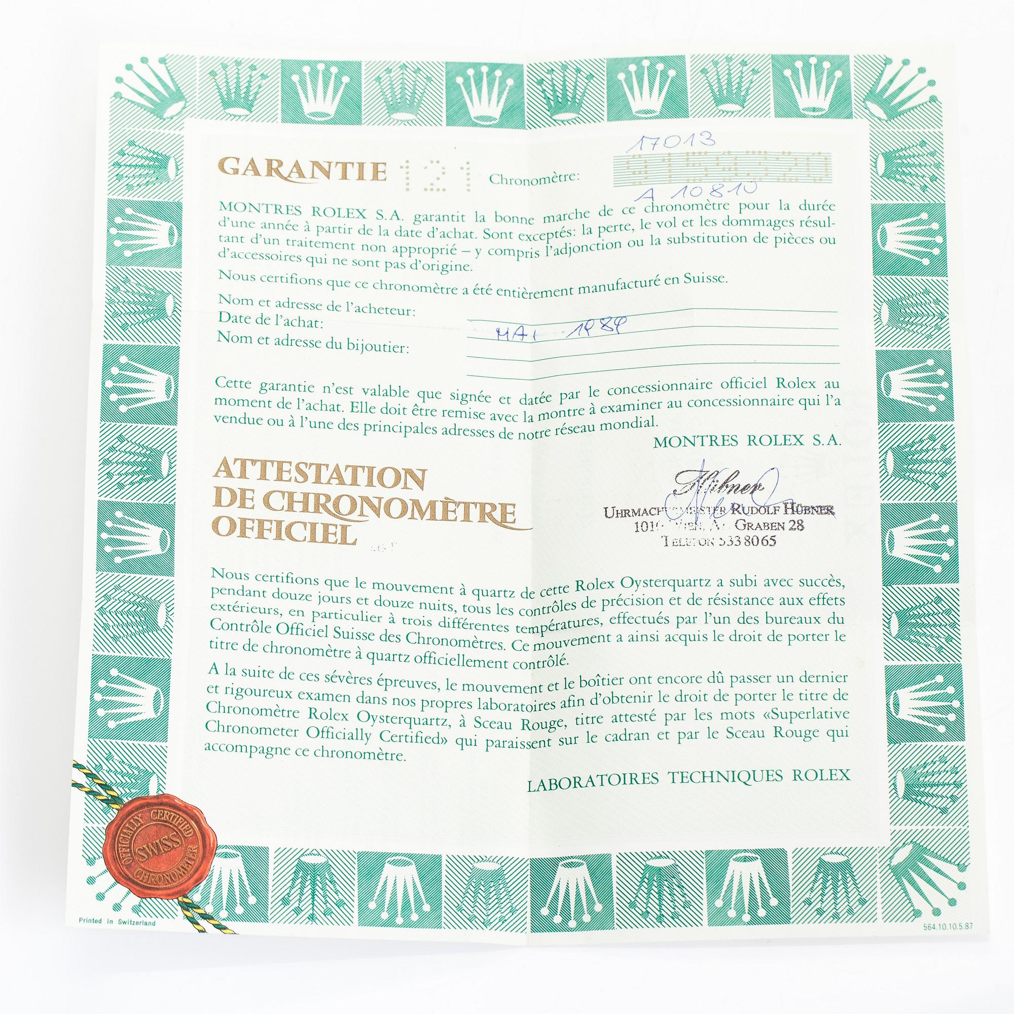 Rolex, Oysterquartz, Datejust, "Diamond Dial", wristwatch, 36 mm.