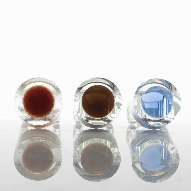 Siv Lagerström, three rings, acrylic plastic. Engravings from the 1970s.