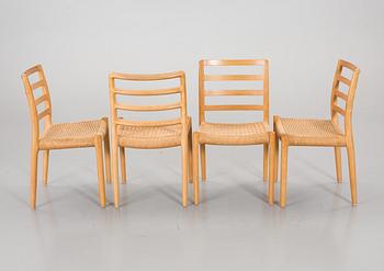 A SET OF 4 CHAIRS AND A TABLE BY Niels O Möller.