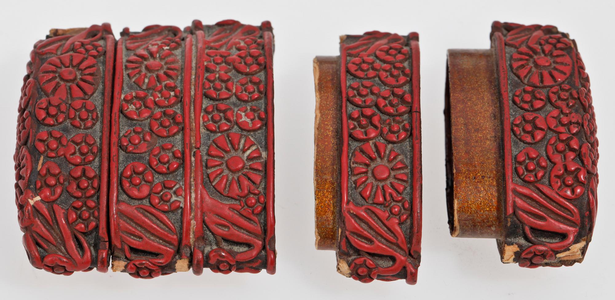 INRO SAMT KNAPPAR, 8 st, lack resp ben, Japan o Kina, 1800-tal.