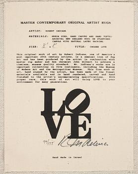 Robert Indiana, MATTA, "White on Black", Chosen Love, handtuftad 1995, ca 243,5 x 244,5 cm, Robert Indiana.