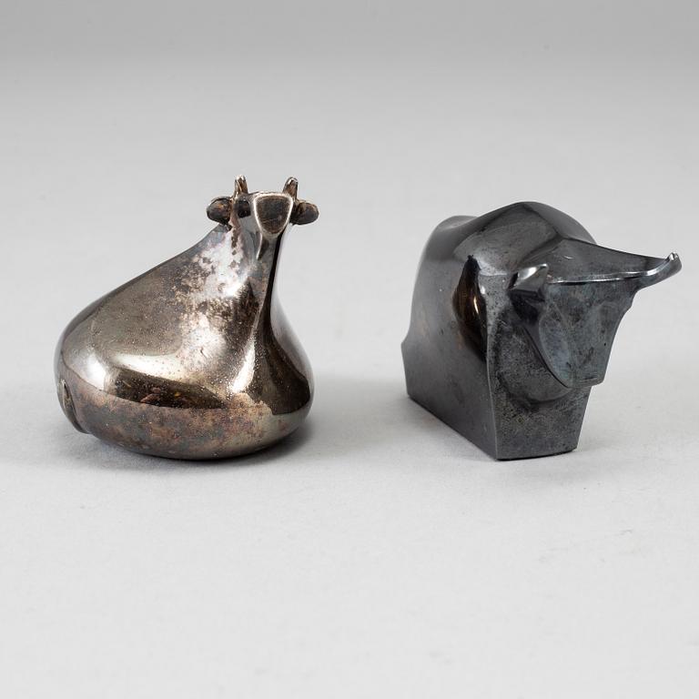 Two electro plated zinc figurines from Dansk Designs, Japan.