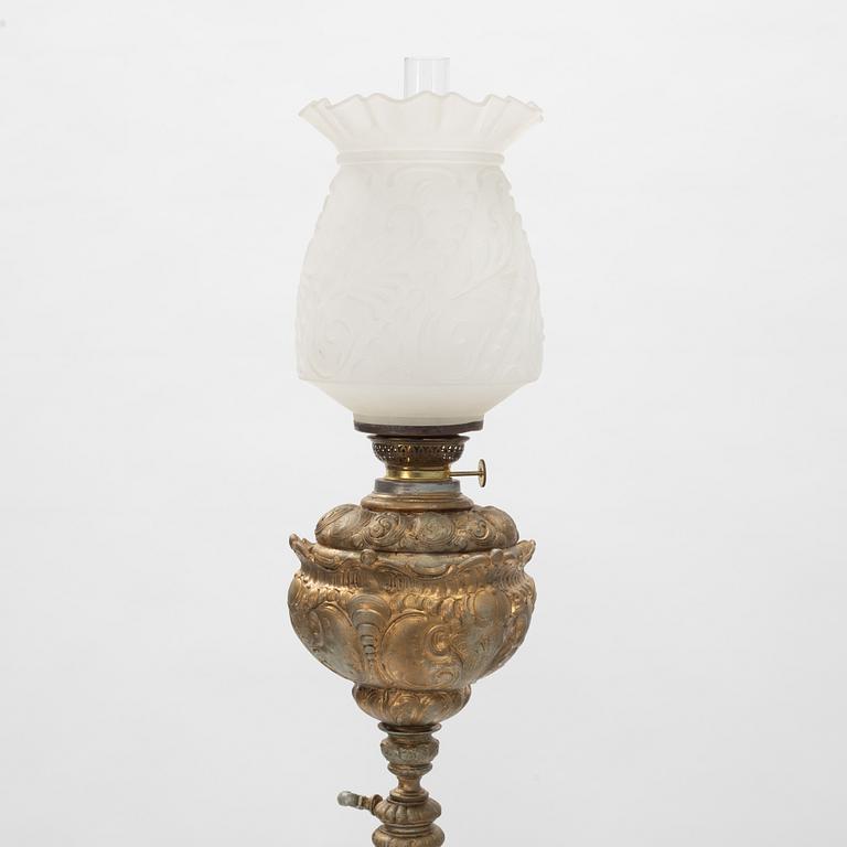 Floor oil lamp with table, Neo-Rococo, late 19th Century.
