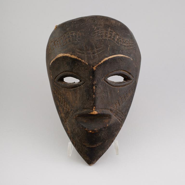 MASK, snidat trä, Bakubo, Shamba, Congo, Afrika.