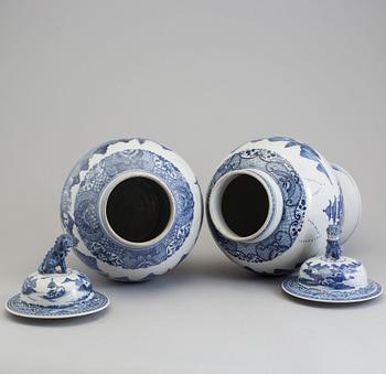 A matched pair of underglazed blue and white porcelain vases, Qing dynasty, Qianlong (1736-95).