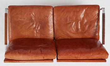 Preben Fabricius & Jørgen Kastholm, a two-seated brown leather sofa, Kill International, Germany 1960s.