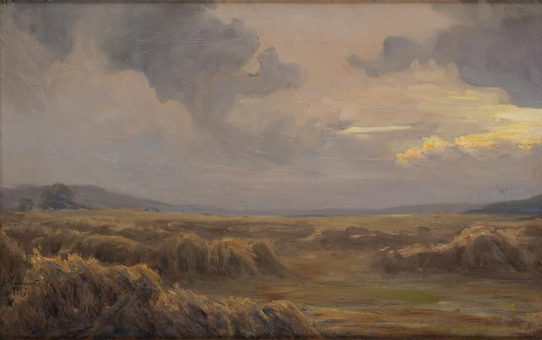 Axel Fahlcrantz, "Hay harvest, evening light, the rain subsides".