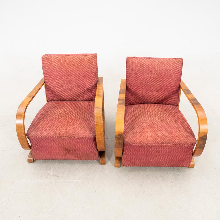 Armchairs, a pair, Art Deco, first half of the 20th century.