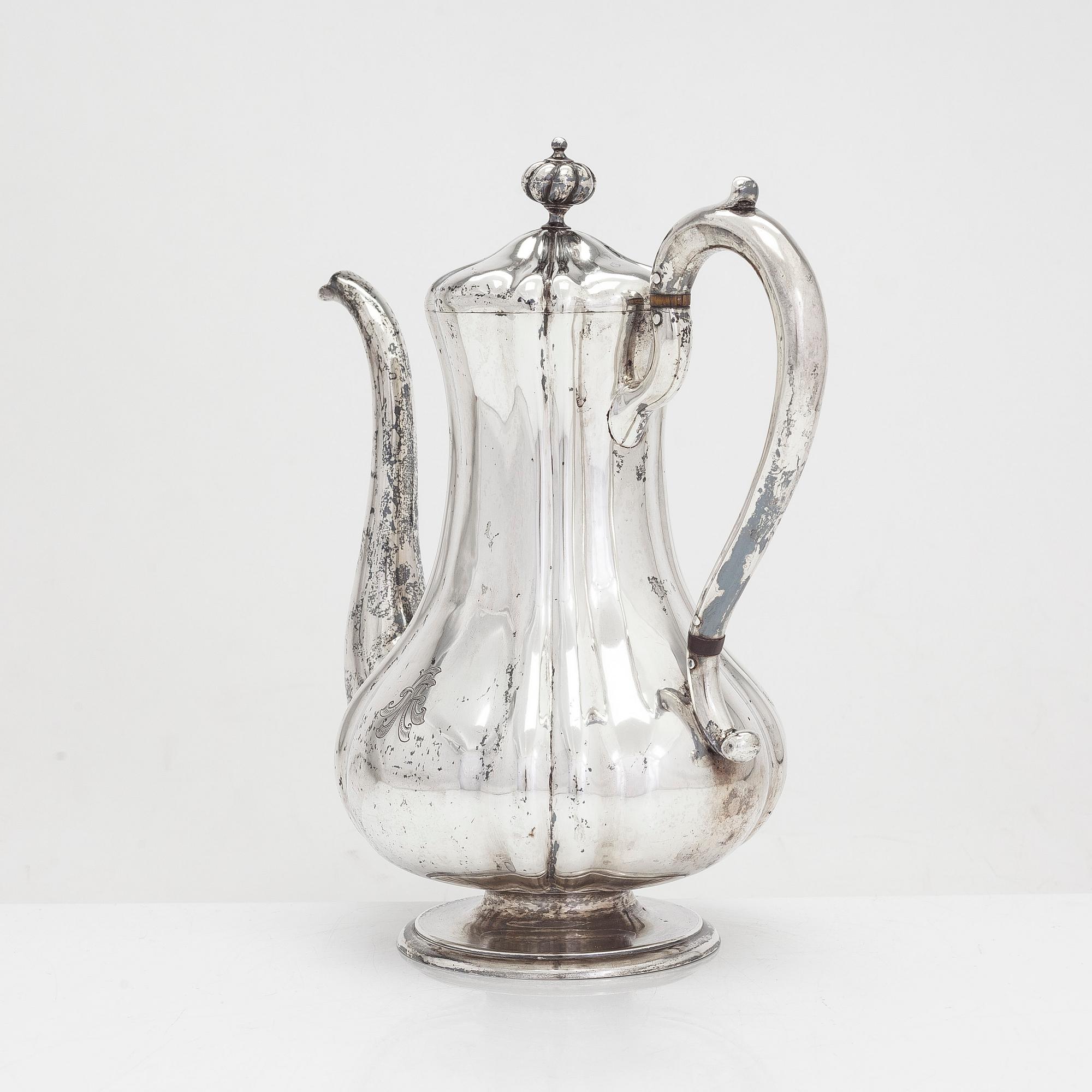 A mid 19th-century silver coffee pot, Moscow, Russia 1847. Unclear maker's mark.