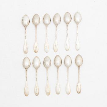 W.A. Bolin, Twelve silver mocha spoons, model F, Stockholm 1931.
