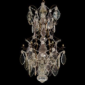 A mid 19th century Swedish Baroque style six-light chandelier.