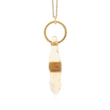Necklace, 17K gold with citrine in the form of a sweet wrapper.