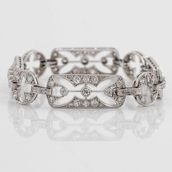 A platinum bracelet set with old- and eight-cut diamonds.