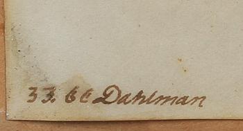 OKÄNDA KONSTNÄRER, teckningar, 4 st, sign Dahlman resp Elisabeth Lilljehöök, 1800-tal.