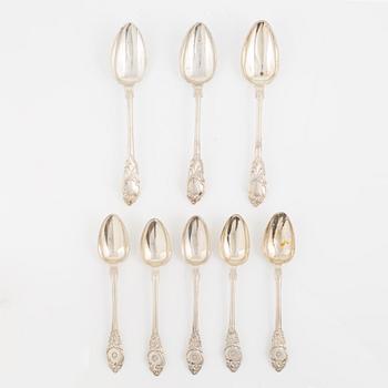 5+3 Swedish Silver Spoons, mid 19th century.