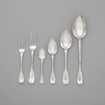 A Swedish 19th century 148 piece silver table-service, marks of Gustaf Möllenborg, Stockholm 1874.