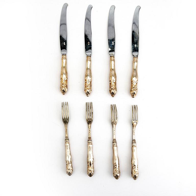 A Swedish 18th century set of eight sivler cutlery mark of Isac Trybom Stockholm 1768  Rococo.