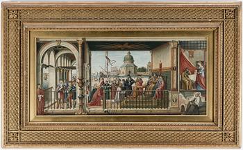 Okänd konstnär 1800-tal · OKÄND KONSTNÄR 1800-TAL, akvarell efter Vittore Carpaccio Italien ca (1455-1526).
