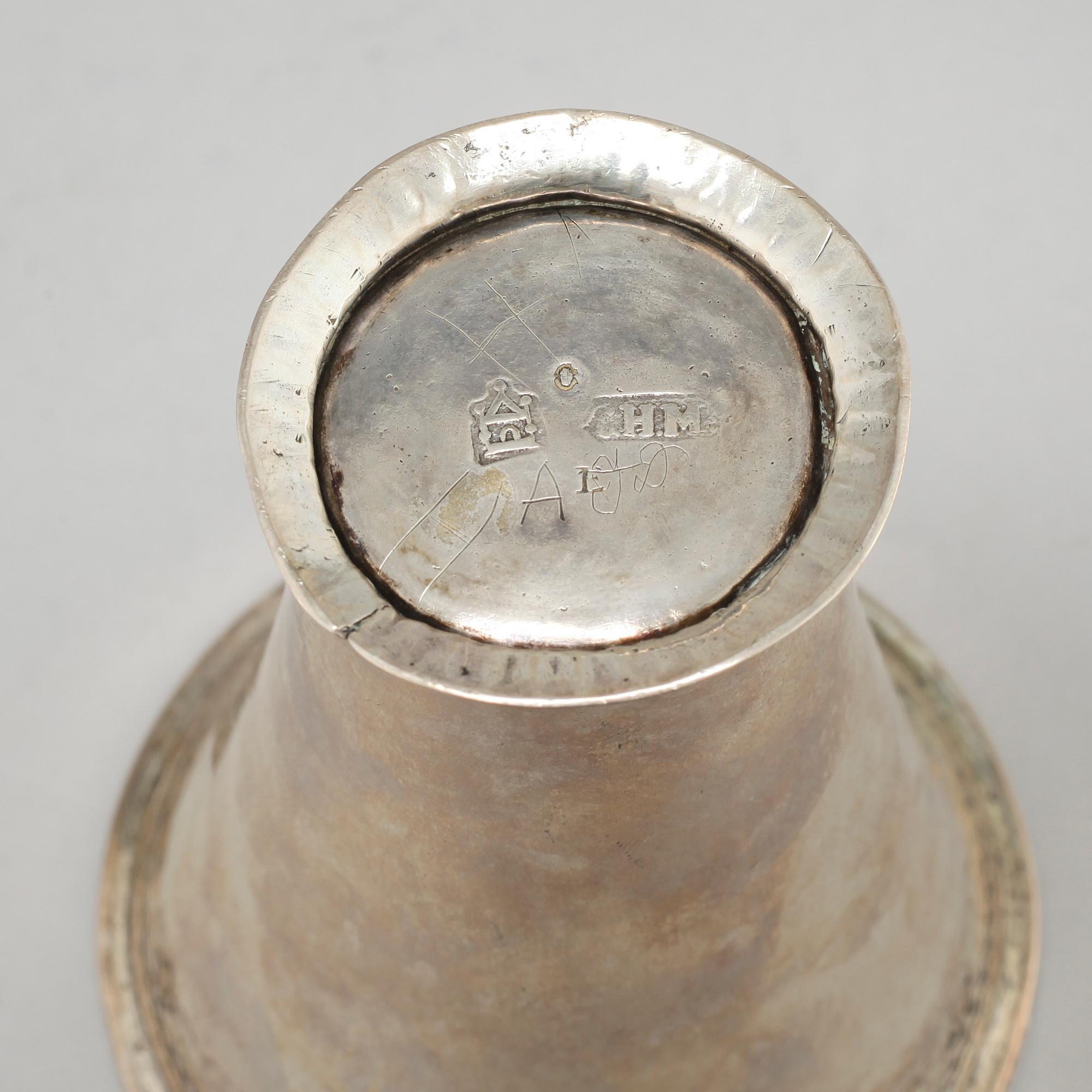 Two silver beakers by  Petter Sundelius, Visby (1785-1813) and Conrad Heitmüller, Nyköping, (1735-1779).