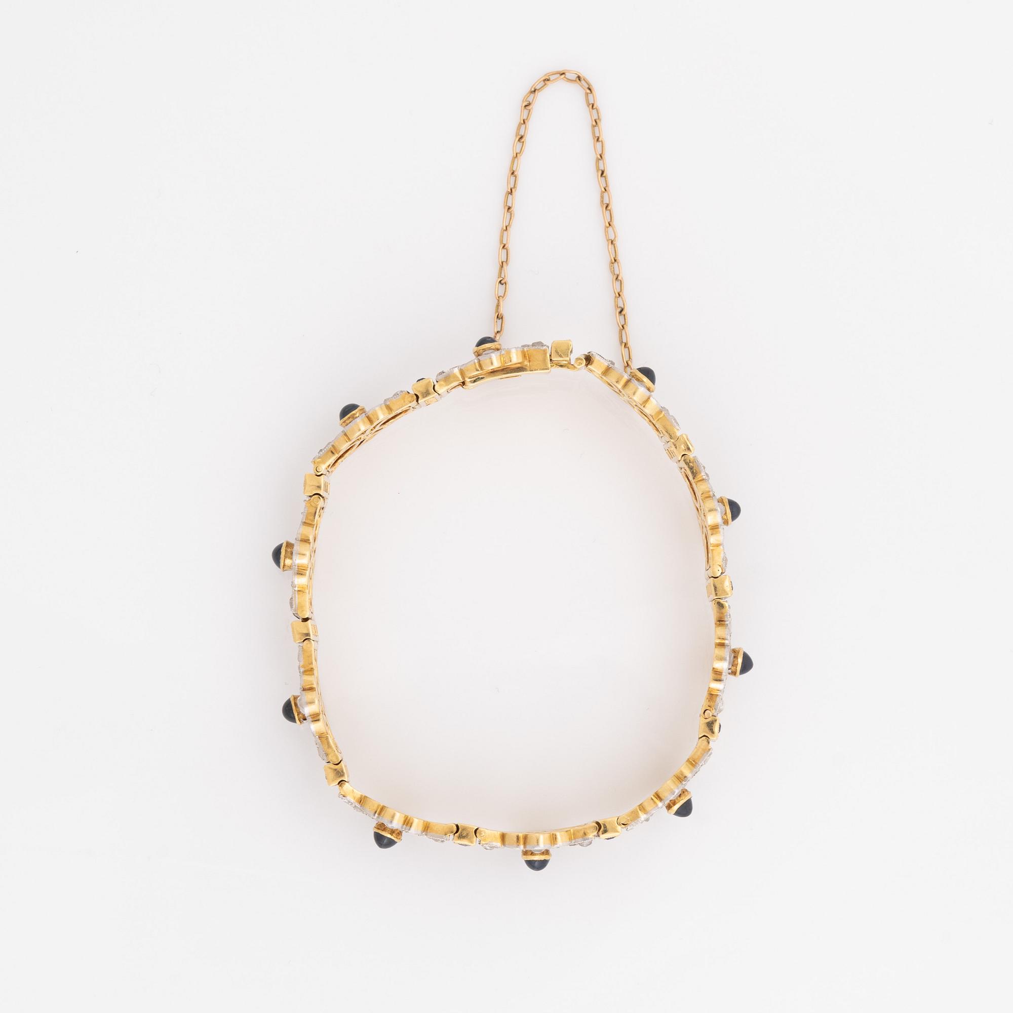 Art deco rose cut diamond and sapphire bracelet.