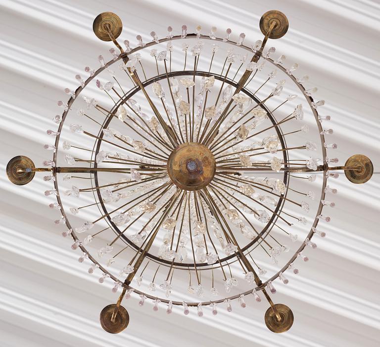 A pair of late Gustavian seven-light chandeliers, early 19th century.