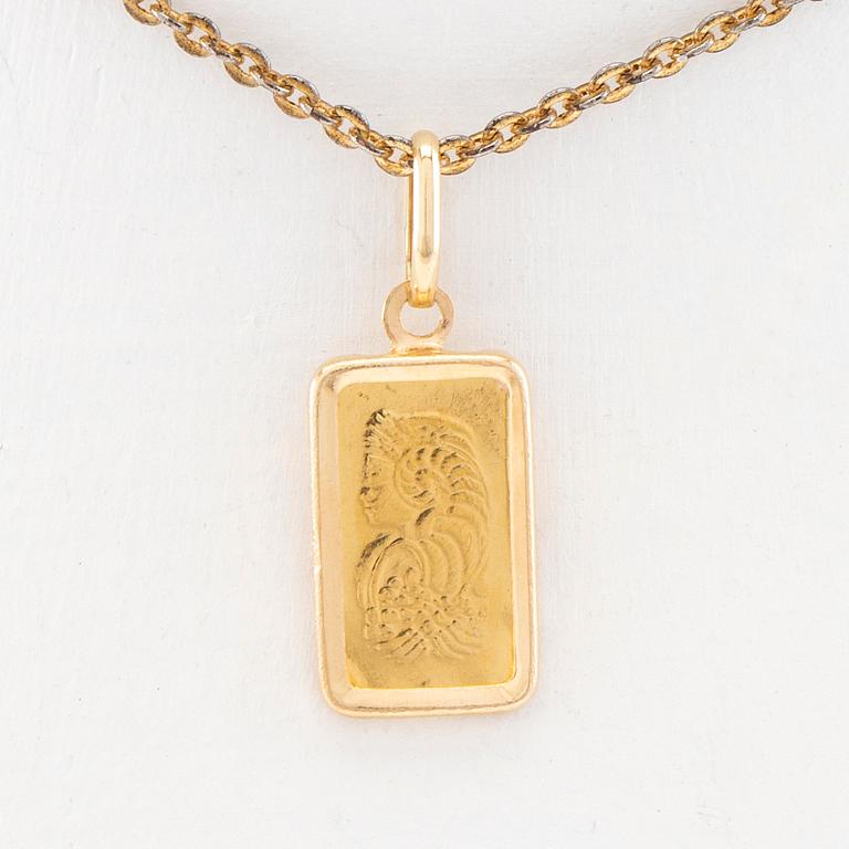 Pendant in the form of a gold bar "Fortuna" PAMP Suisse 1g fine gold 999.9.